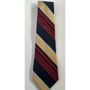 Vintage Sears Men's Store Arc de Triomphe Necktie Striped Blue/Tan/Red  54" x4"